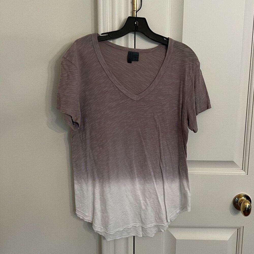 Anthropologie Left of Center Women's Ombre Tee Purple/White